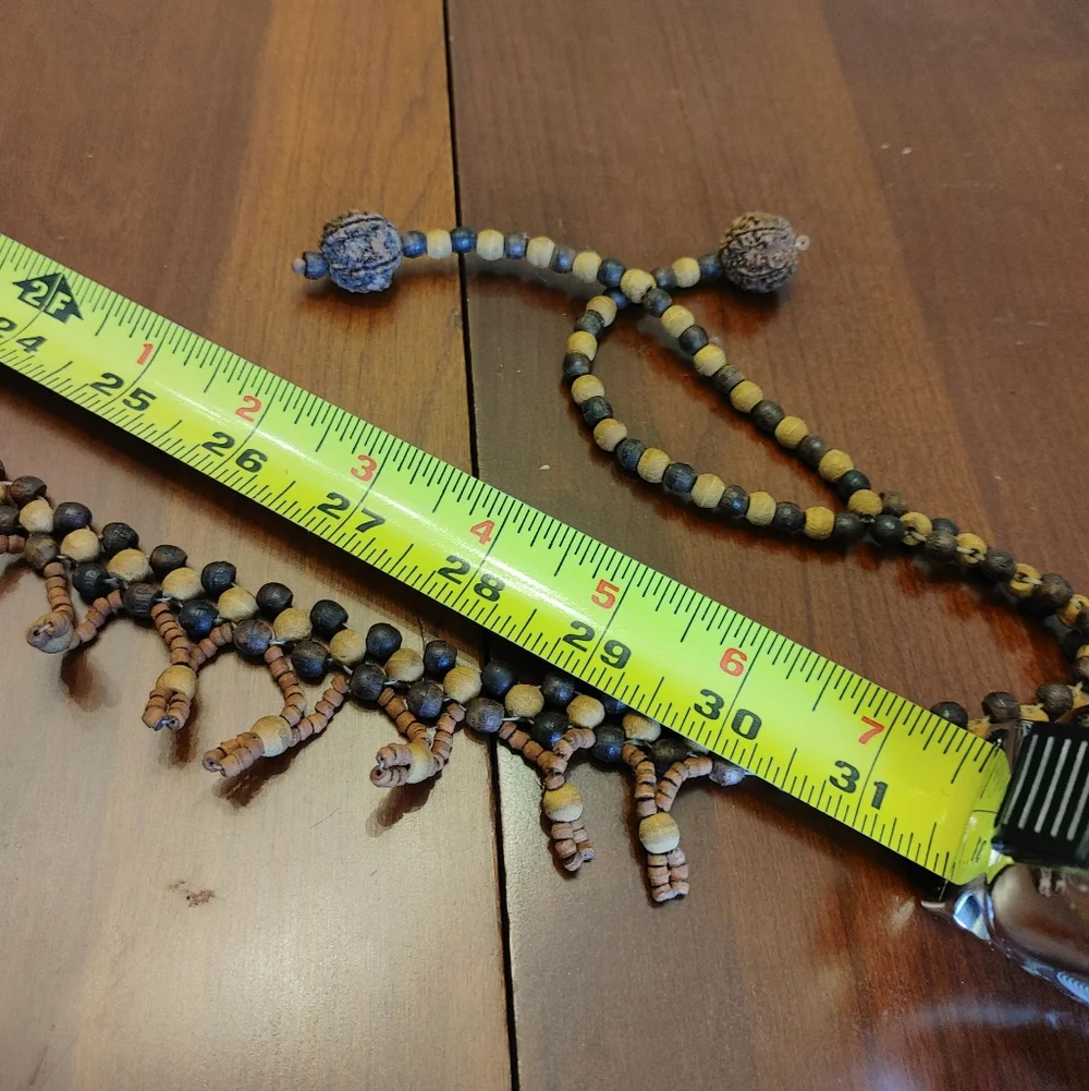 Handcrafted VTG Beaded Belt in Brown and Tan 30